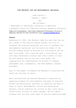 Connectionist accounts of developmental reading