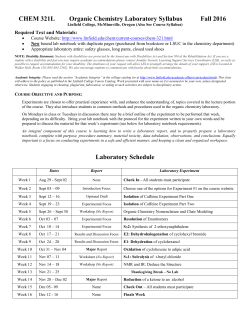 Chemistry 321 Lab Syllabus 2016