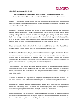 Diageo cements commitment to Mexico with $400 million investment