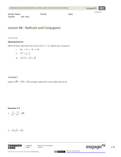 Lesson 4B: Radicals and Conjugates