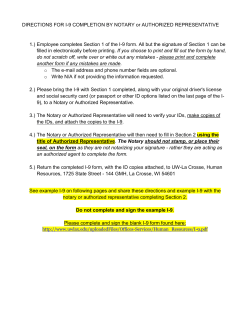 DIRECTIONS FOR I-9 COMPLETION BY NOTARY - UW