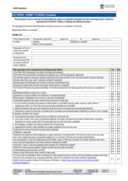 HSW Handbook HOT WORK - PERMIT TO WORK (Template) This