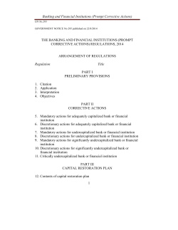 Banking and Financial Institutions (Prompt Corrective Action)