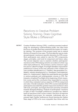 Reactions to Creative Problem Solving Training: Does Cognitive