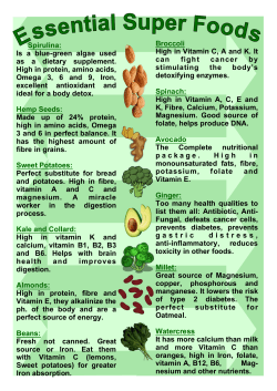 Spirulina: Is a blue-green algae used as a dietary supplement. High