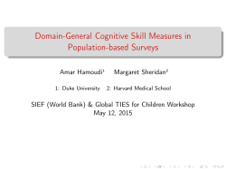Domain-General Cognitive Skill Measures in Population