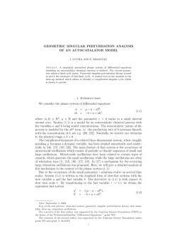GEOMETRIC SINGULAR PERTURBATION ANALYSIS OF AN