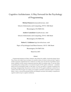 Cognitive Architectures: A Way Forward for the Psychology of