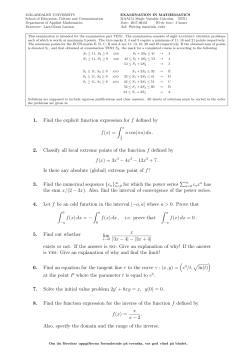 1. Find the explicit function expression for f defined by f(x) = &int; x