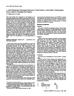 a1-Acid Glycoprotein Decreases Recovery of