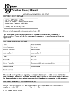 Application Form - St Joseph`s Catholic Primary School