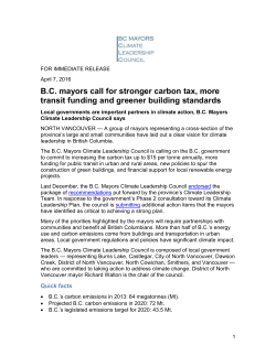 BC mayors call for stronger carbon tax, more