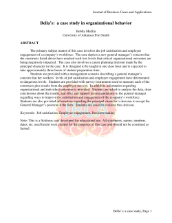 Bella`s: a case s a case study in organizational behavior nal behavior
