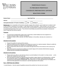 Portfolio Stage Two: Advisor Reaction Form