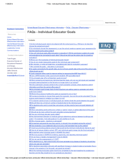 FAQs Individual Educator Goals - National Council on Teacher Quality