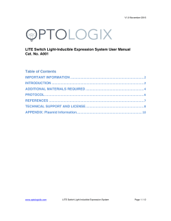 LITE Switch Light-Inducible Expression System User Manual Cat
