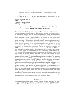 Analysis of leaf hairiness in wheat Triticum Aestivum L. using image