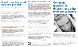 Common reactions to disasters and other emergency events