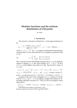 Modular functions and the uniform distribution of CM points