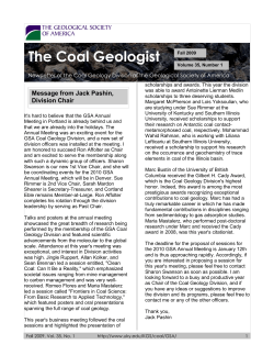 The Coal Geologist Fall 2009, Vol. 35, No. 1 http://www.uky.edu/KGS