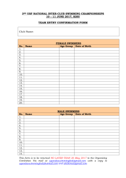 Team Confirmation Form - Uganda Swimming Federation