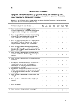 1 ID: Date: EATING QUESTIONNAIRE