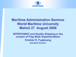 INTERTANKO and Quality Shipping in the context of Flag State