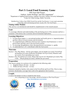 Part 3: Local Food Economy Game