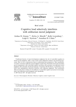 Cognitive load selectively interferes with utilitarian