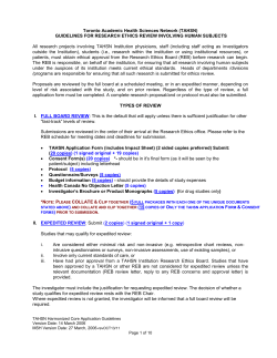tahsc research ethics board guidelines for
