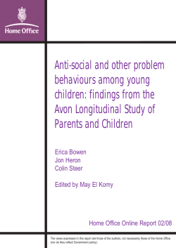 Anti-social and other problem behaviours among young children