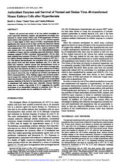 Antioxidant Enzymes and Survival of Normal and