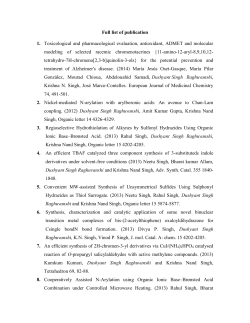 Full list of publication Toxicological and pharmacological evaluation
