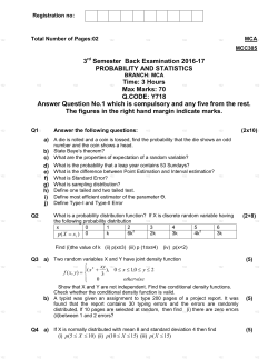 3 Semester Back Examination 2016-17 PROBABILITY AND