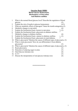 Question Bank-MBBS Blood Glucose Homeostasis