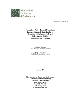 Regulatory Policy Toward Organisms Produced through