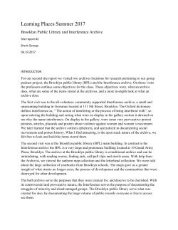 Learning Places Summer 2017 Brooklyn Public Library and