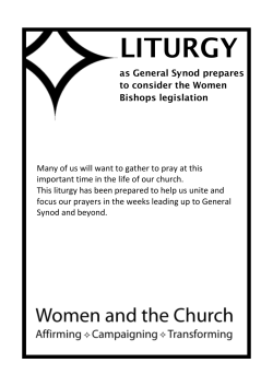 LITURGY as General Synod prepares to consider the Women