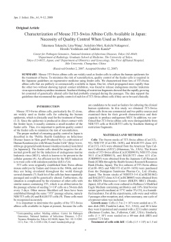 Characterization of Mouse 3T3-Swiss Albino Cells Available in Japan