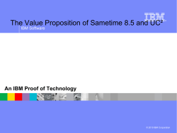 The Value Proposition of Sametime 8.5 and UC²