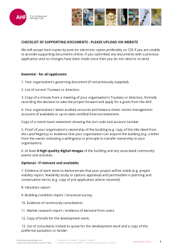 CHECKLIST OF SUPPORTING DOCUMENTS