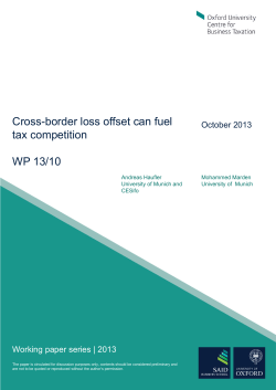 Cross-border loss offset can fuel tax competition WP 13/10