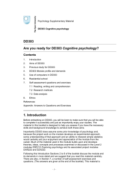 DD303 Are you ready for DD303 Cognitive psychology?