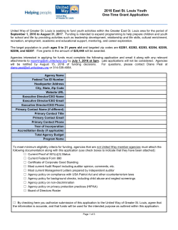 2016 East St. Louis Youth One-Time Grant Application United Way