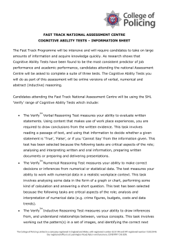 Fast Track National Assessment Centre Cognitive Ability Tests