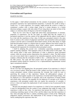 Externalism and Experience