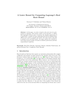 A Lower Bound for Computing Lagrange`s Real Root Bound