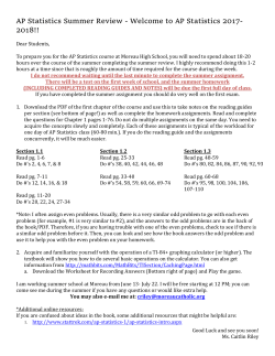 AP Statistics Summer Review - Welcome to AP Statistics 2017