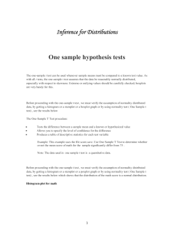 Inference for Distributions One sample hypothesis tests The one