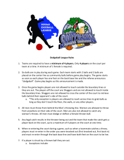 Dodgeball League Rules 1. Teams are required to have a minimum